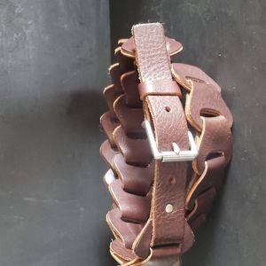 Leather link belt with silver buckle